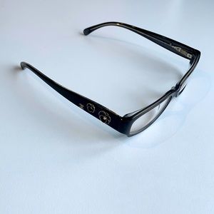 Rare authentic Chanel 3198-H black/grey frames Camellia glasses